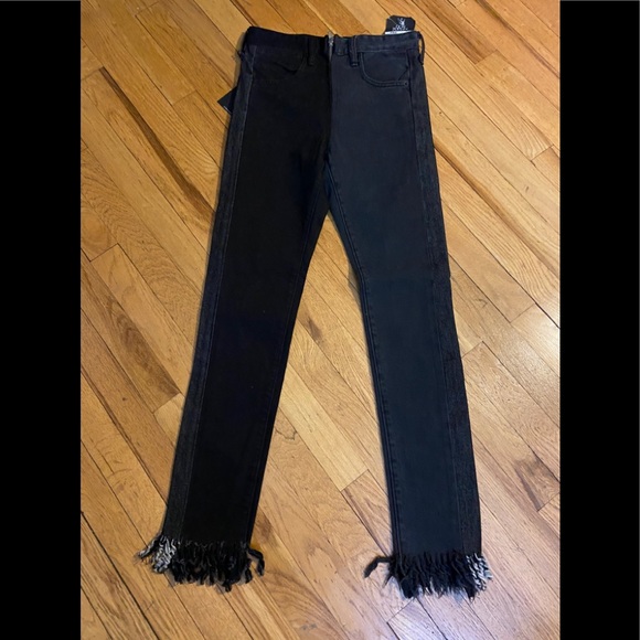 PRPS AMX High Waist TwoTone Black Fringed Jeans 24 - Picture 1 of 3